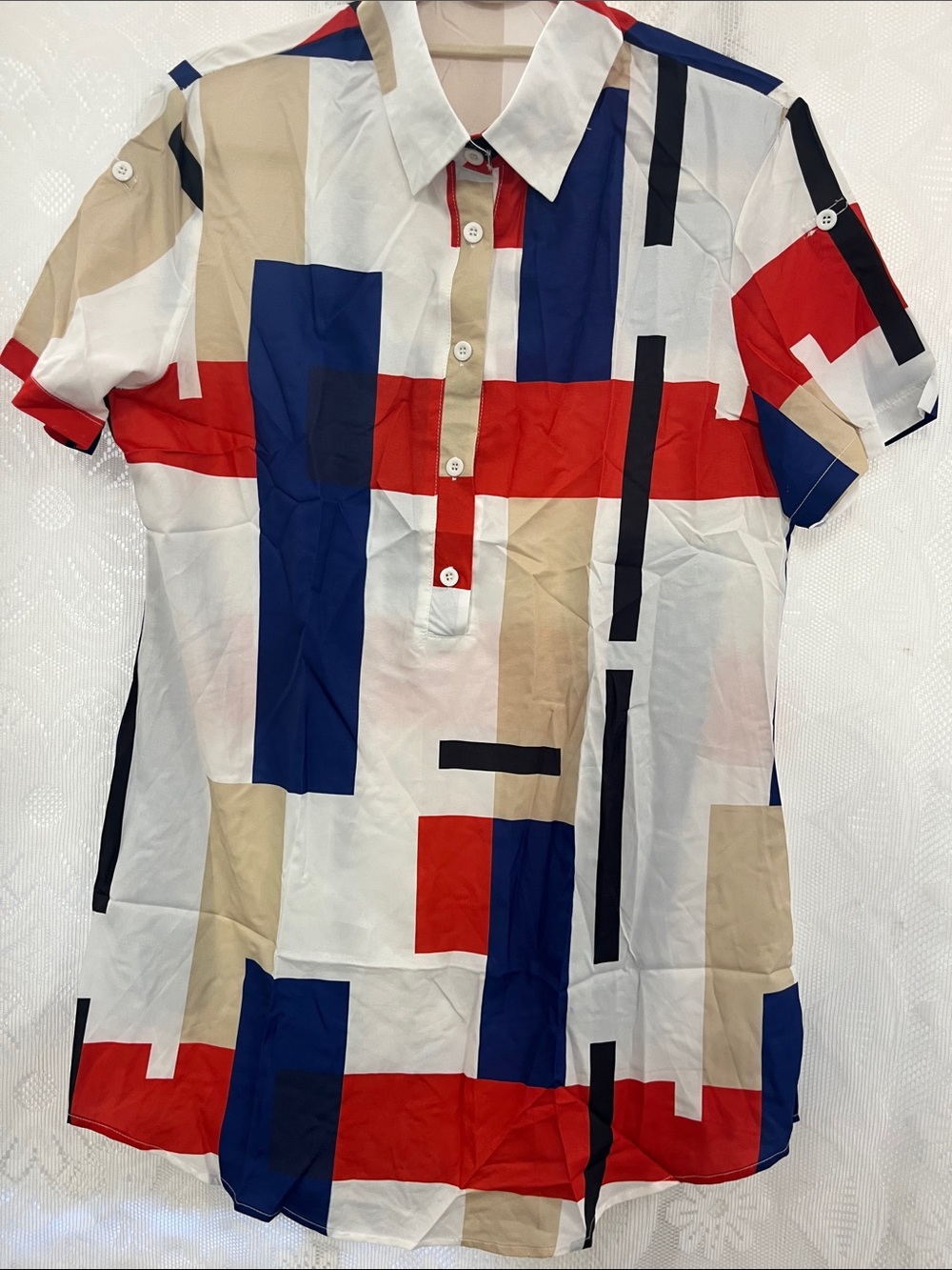 Chic Me Short-Sleeve Geometric Tunic NWOT L